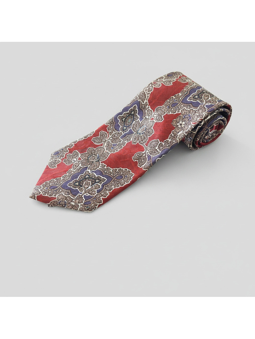 Vintage Christian Dior Men's Silk Tie Red Paisley Italy